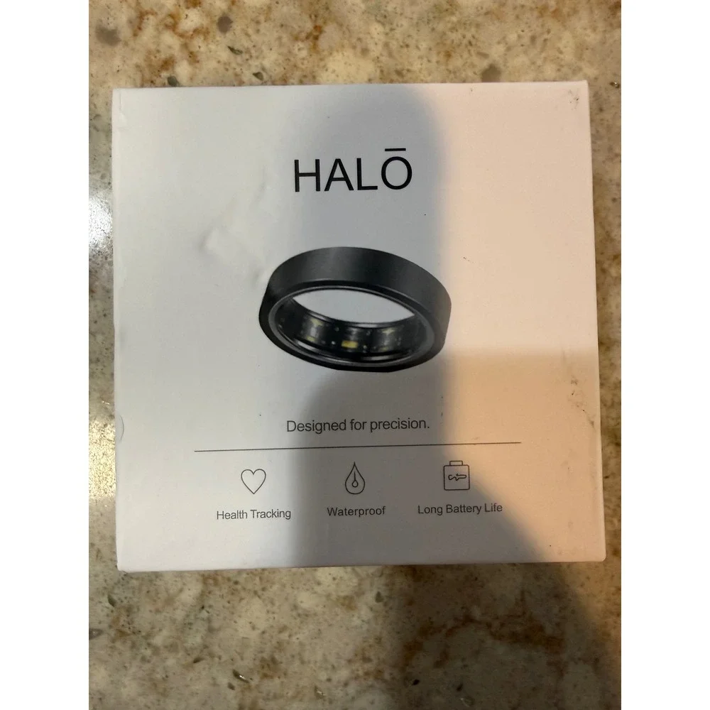 HALO Smart Ring Size 9 Health Tracker White Enamel Gold Filigree with Charger